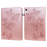 Funda de cuero con tapa horizontal y diseño de mariposa en relieve para iPad mini 2024/mini 6, iPad Pro 11 2022/2021/Air 4, iPad 10.2/Air 10.5 2019, iPad mini 5/4/3/2/1, iPad 9.7 (2018/2017)/Air 2/Air